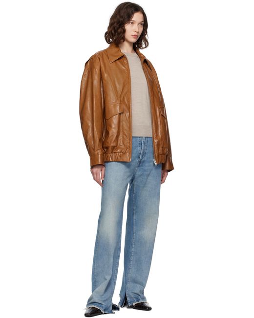 MM6 by Maison Martin Margiela ブラウン オーバーサイズ フェイクレザー ボンバージャケット Brown