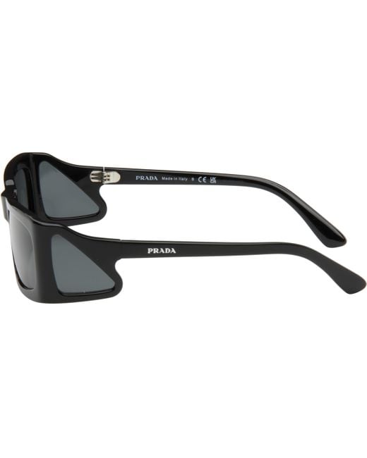 Prada Black Catwalk Rectangle Side Triangle Sunglasses