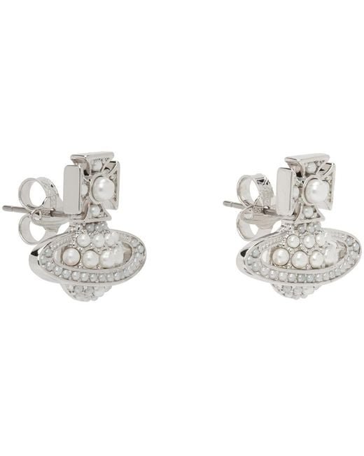 Vivienne Westwood Black Silver Luzia Bas Relief Earrings