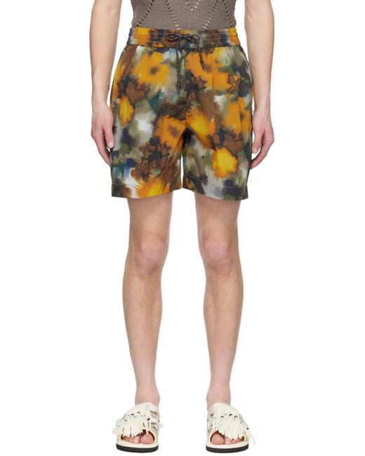 A PERSONAL NOTE 73 Yellow Graphic Shorts for men