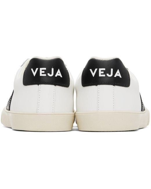 Veja White & Black Esplar Leather Sneakers | Lyst