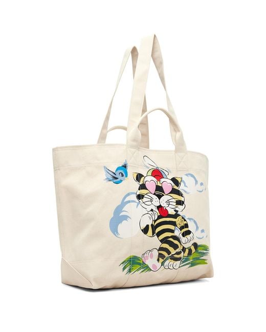 KENZO Natural Off- Paris Cartoon' Large Tote for men
