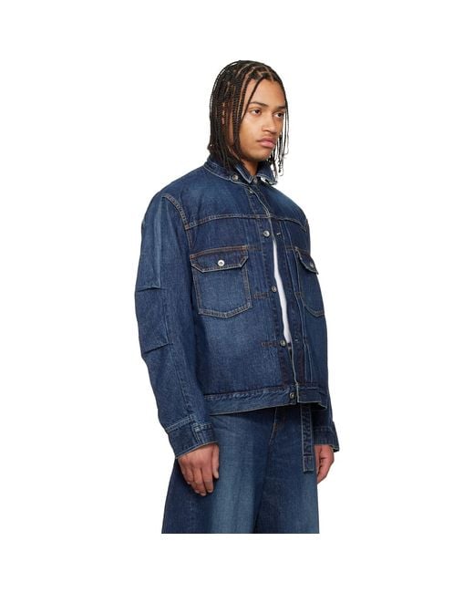 Sacai Blue Faded Denim Jacket for men