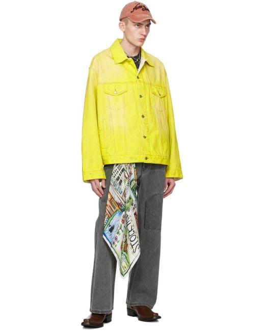 Acne Yellow Oversized Denim Jacket for men