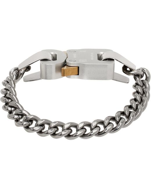 1017 ALYX 9SM Metallic Silver Metal Buckle Bracelet for men