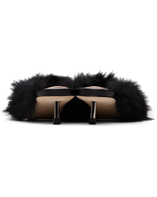 Simone Rocha Black Faux Fur Mule Heels