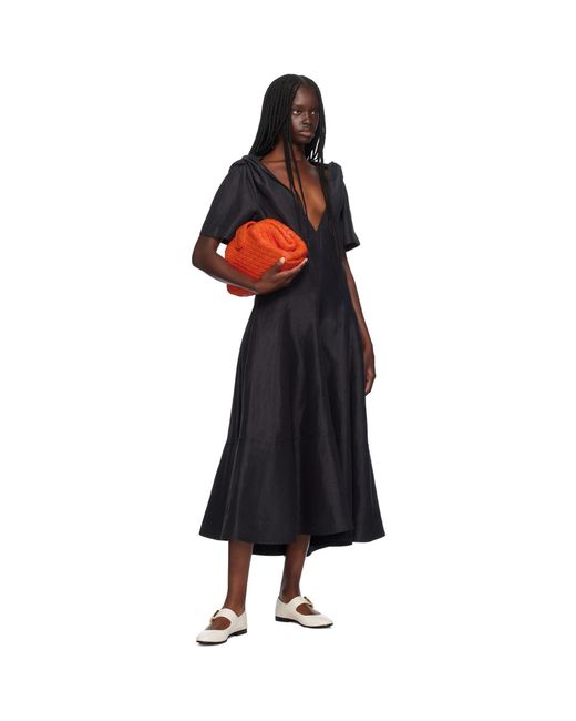 Bottega Veneta Black Fluid Midi Dress