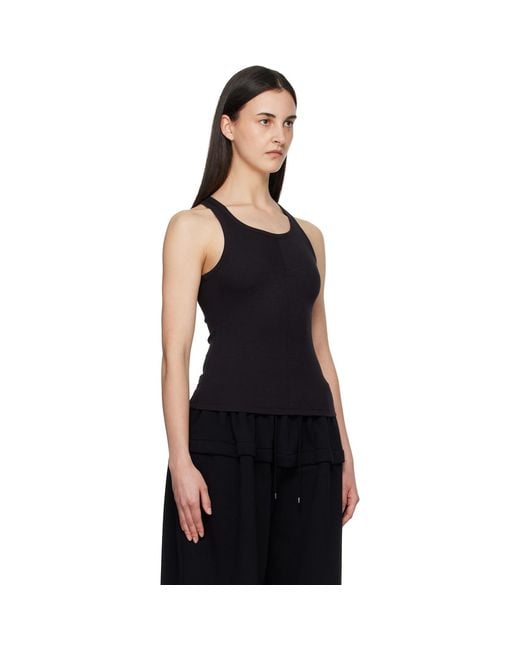 Alaïa Black Alaïa Darts Cotton Tank Top