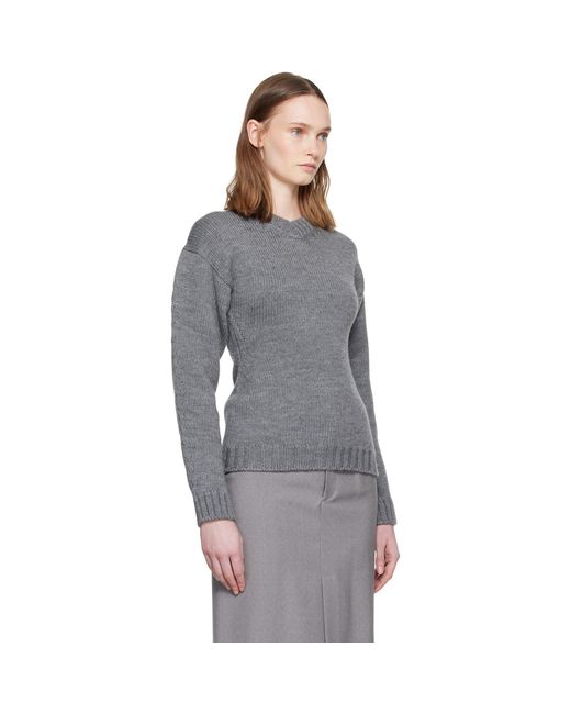 Jil Sander Gray Hourglass Wool Sweater