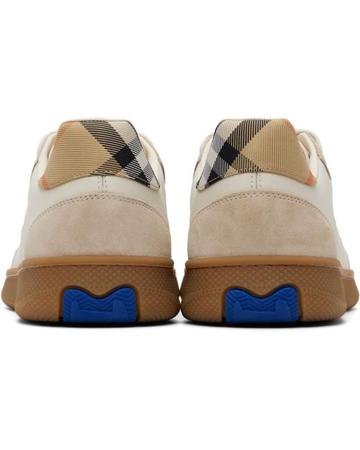 Burberry White Leather Suedecheck Terrace Sneakers for men