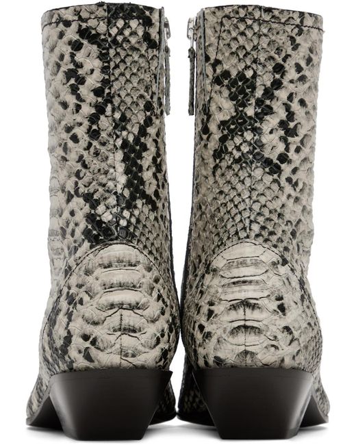 Acne Brown Beige Snake Ankle Boots