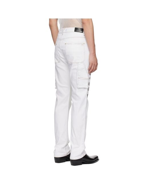 Amiri White Army Logo Painted Slim Workman Jeans for men
