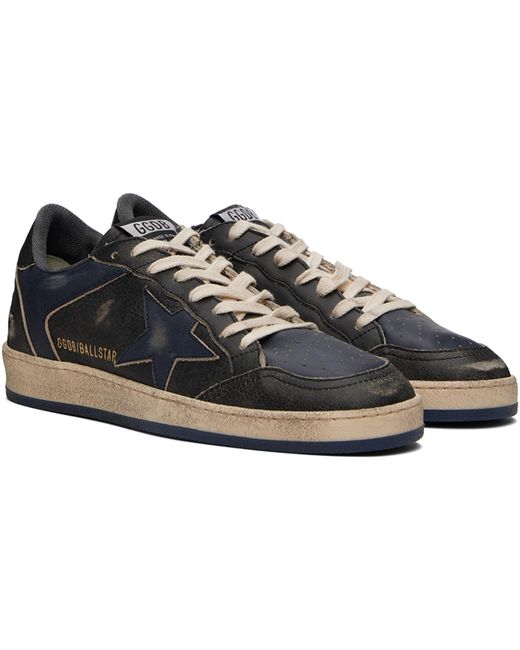 Golden Goose Deluxe Brand Black Navy Ball Star Double Quarter Sneakers for men