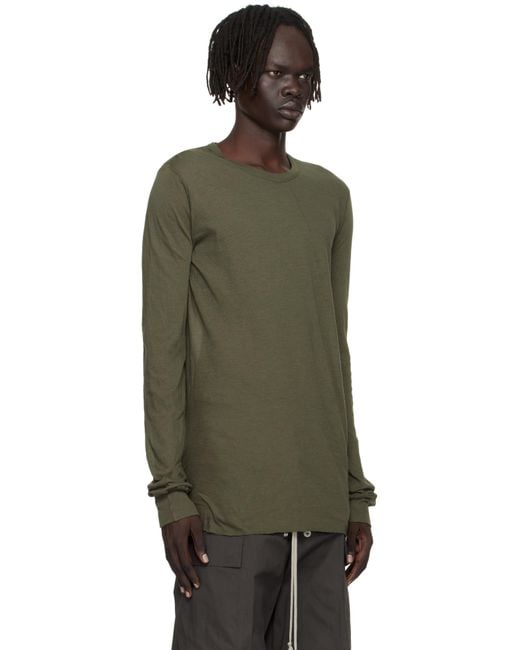 Rick Owens Green Khaki Concordians Basic Ls T-Shirt for men