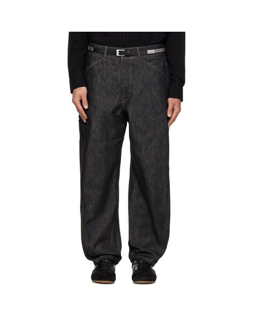 Lemaire Black Twisted Workwear Jeans for men