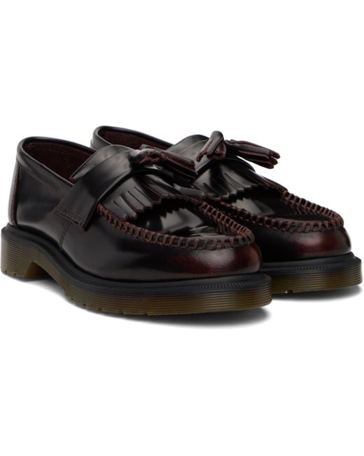 Dr. Martens Black Burgundy Adrian Arcadia Leather Tassel Loafers for men