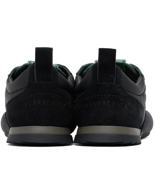 Baskets noir et vert à garniture en cuir verni Ferragamo pour homme en coloris Black