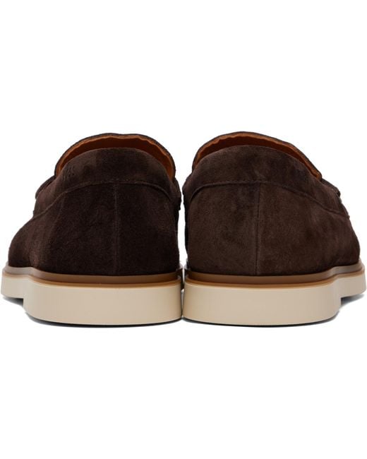 Boss Brown Suede Tassel Trim Loafers for men