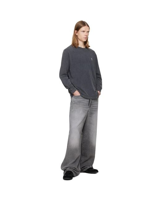 Maison Kitsuné Gray Fox Head Faded Comfort Long Sleeve T-Shirt for men
