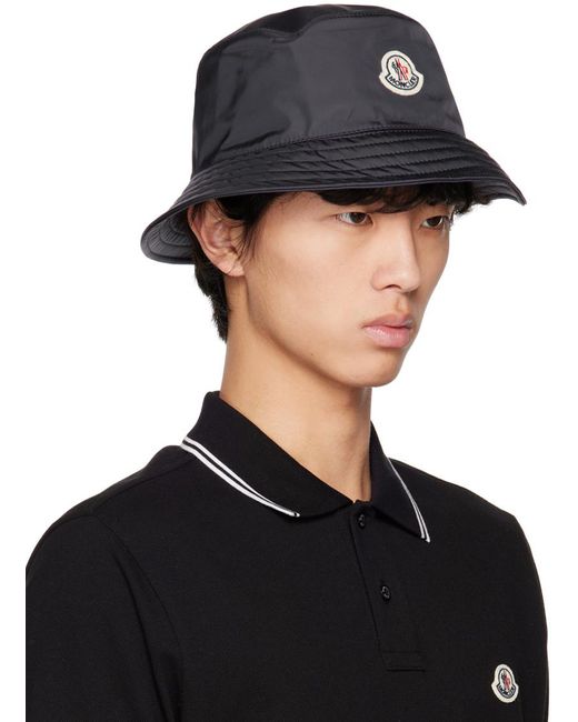 Moncler Black Navy Logo Bucket Hat for men