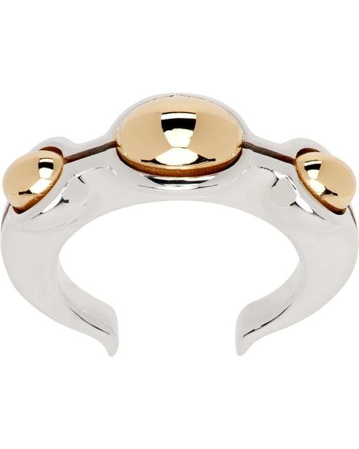 Bottega Veneta White Open Band Ring for men