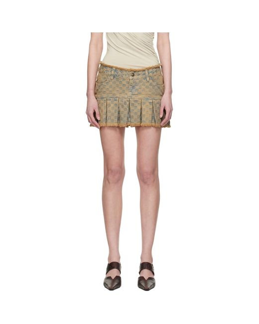 M I S B H V Black Ssense Exclusive Monogram Denim Pleated Miniskirt