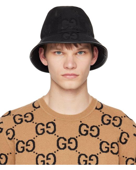 Gucci Black Jumbo gg Bucket Hat for Men Lyst