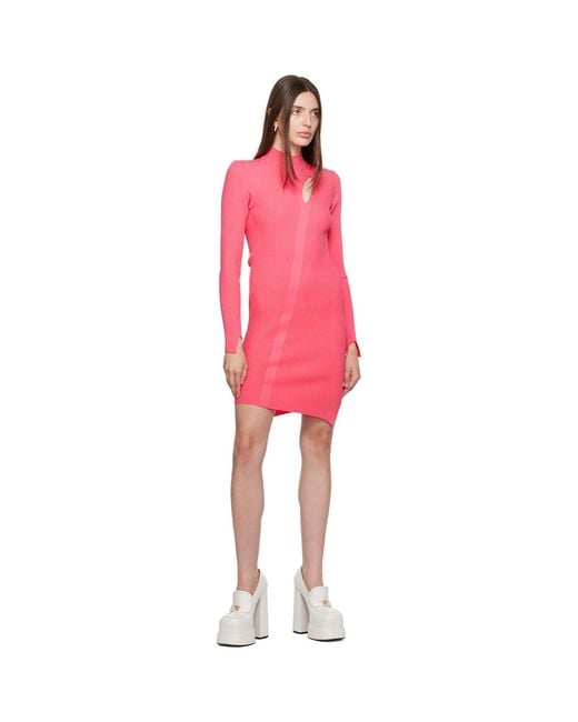 Versace Red Pink Slashed Minidress