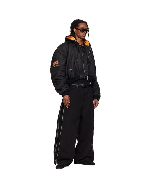 Lu'u Dan Black Side Zip Jeans for men