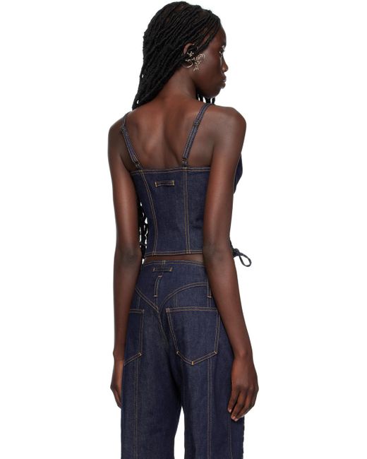 Jean Paul Gaultier Black Indigo 'the Lace-up' Denim Tank Top