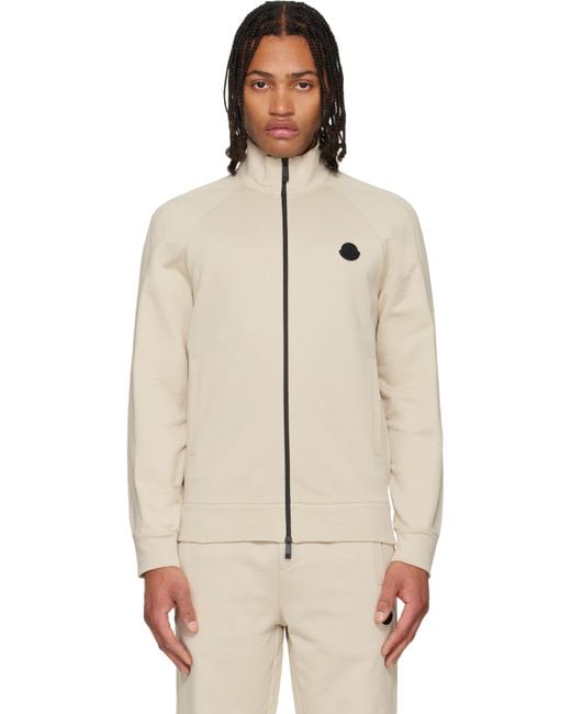 Moncler メンズ ナチュラル ベージュ コットン ジップアップ トラック 