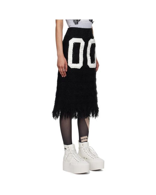 Ashley Williams Black Appliqué Midi Skirt