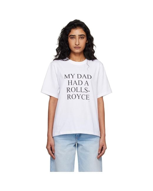 Victoria Beckham White 'My Dad Had A Rolls-Royce' T-Shirt