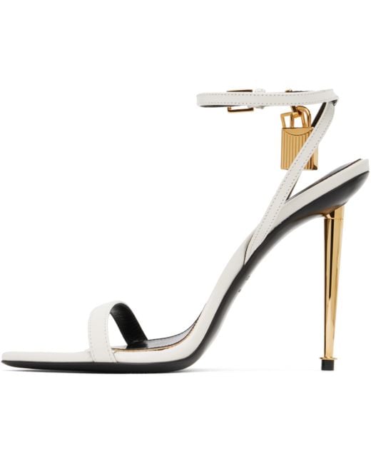 Tom Ford ホワイト Padlock Pointy Naked ヒールサンダル White
