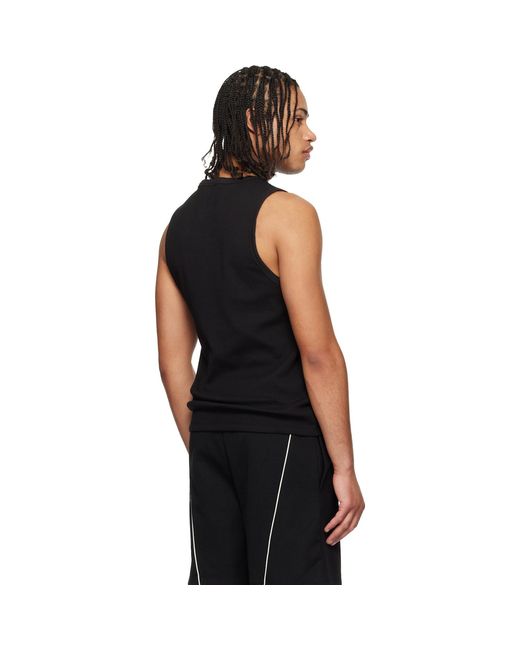 HUGO Black Contrast-Logo Slim-Fit Stretch Cotton Tank Top for men