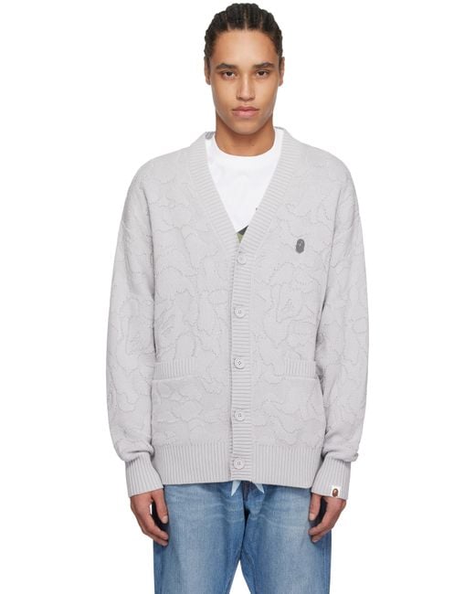 A Bathing Ape White Solid Camo Jacquard One Point Cardigan for men