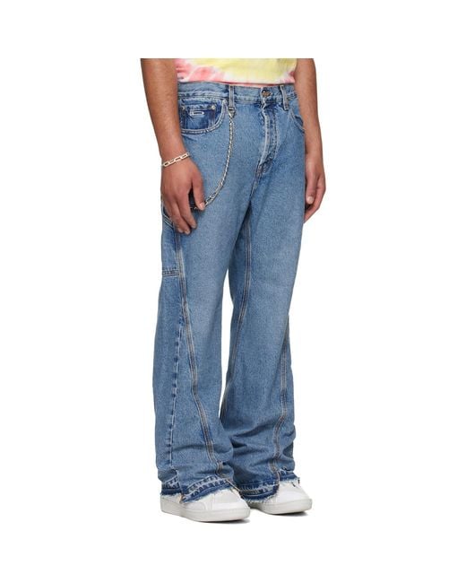 GALLERY DEPT. Blue Twisted Wide Leg Jeans for men