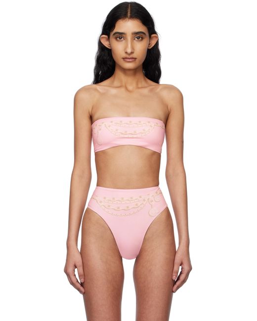 Versace ピンク グラフィック ビキニトップ Multicolor