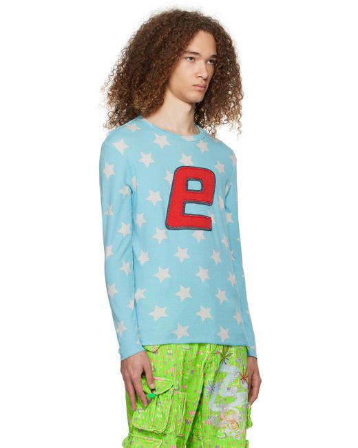 ERL Multicolor Blue Printed Long Sleeve T-shirt for men