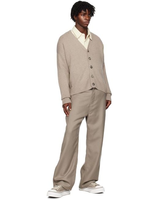 AMI Natural Taupe baggy Fit Trousers for men
