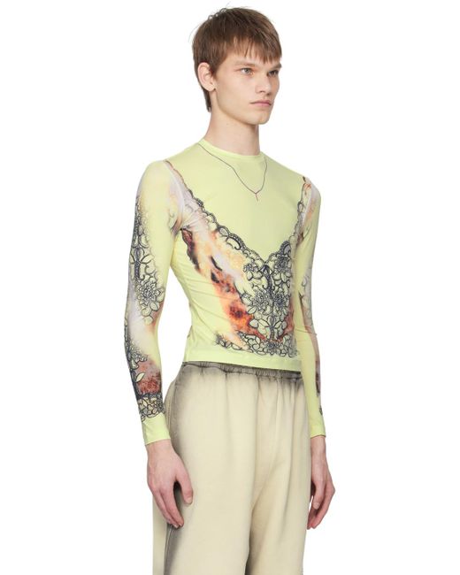 Y. Project Yellow Lace Print Long Sleeve T-shirt for men