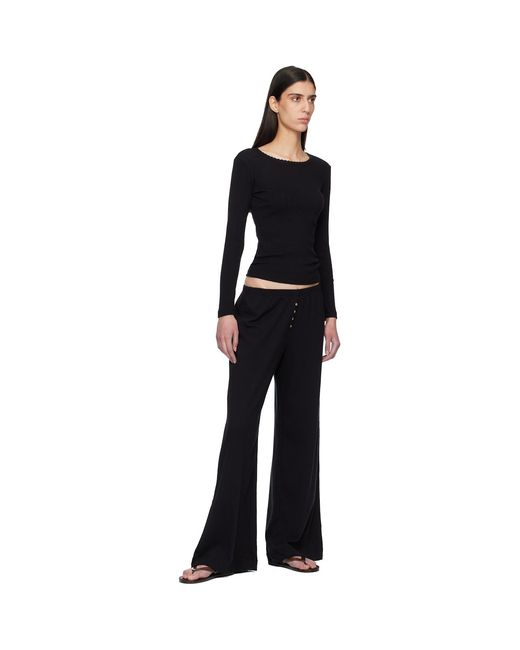 Leset Black Pointelle Boxer Lounge Pants