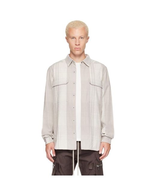 Rick Owens White Tower Bleach Plaid Outershirt for men