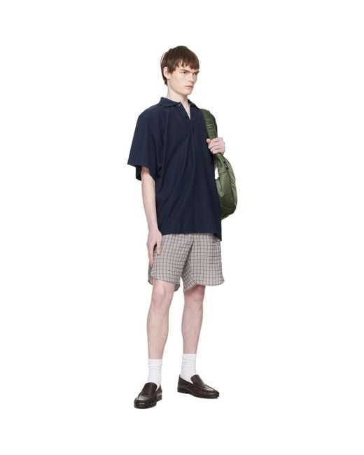 Hed Mayner Blue Garment-Dyed Polo for men