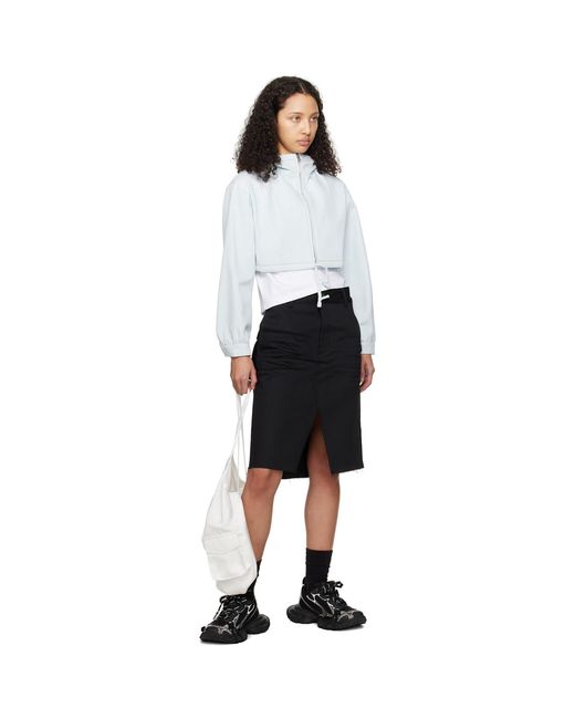 we11done White Blue Cropped Denim Hoodie