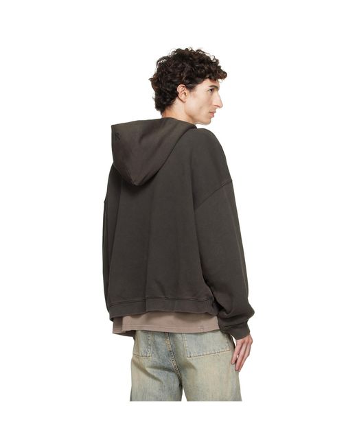 Represent Brown Initial Boxy Oversized Zip Hoodie for men