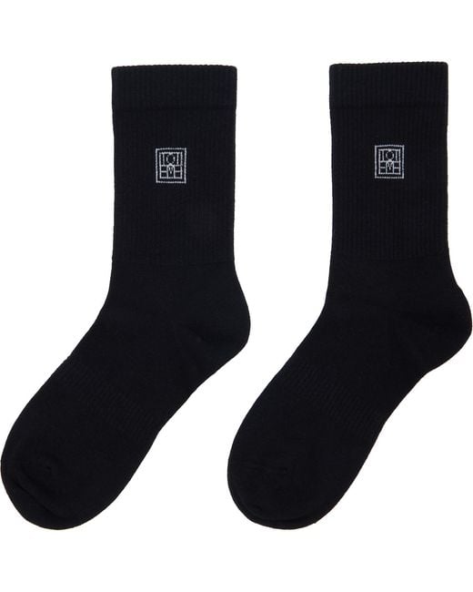 Totême  Black Two-Pack Monogram Socks