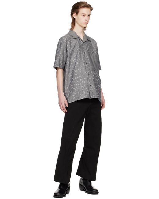 メンズ KOZABURO ブラック グラフィック刺繍 シャツ Gray