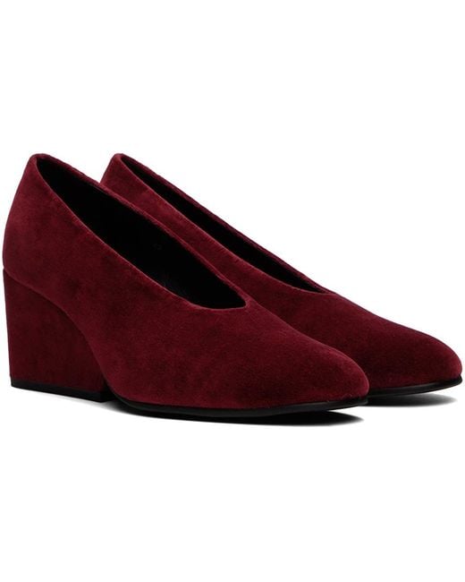 Comme des Garçons Red Burgundy Velvet Wedge Heels