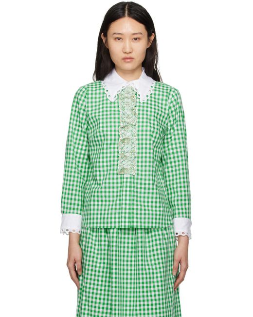 Anna Sui Green Gingham Shirt
